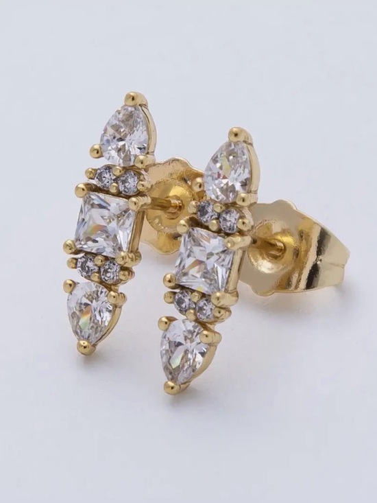 Jewelry - 14K Gold Filled 16mm Clear
Baguette Teardrop Cz Stud Earrings